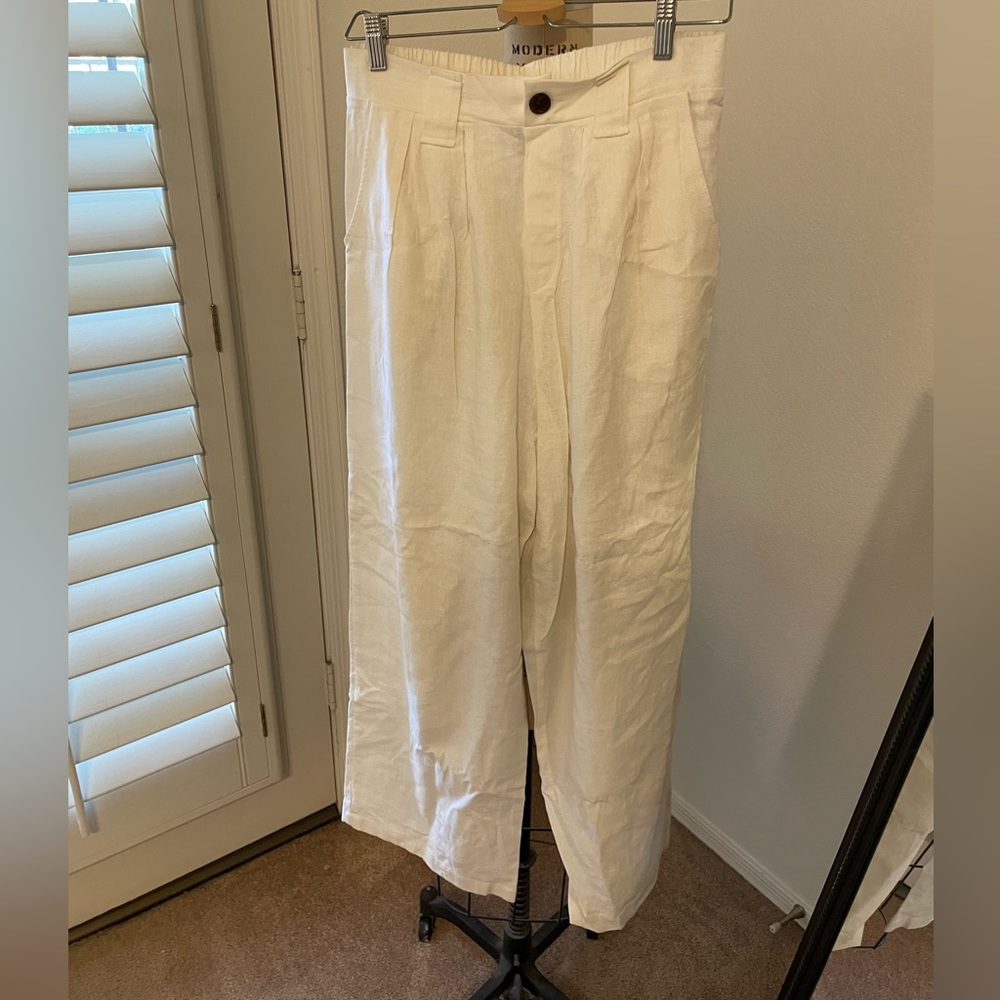 White linen pants
